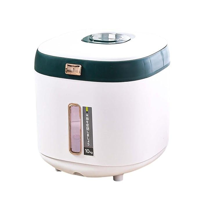 Distributeur De Riz Et Céréales Intelligent - Design Luxe Hermétique + - Beige/Vert - Tasse Mesureuse Incluse 10kg-4