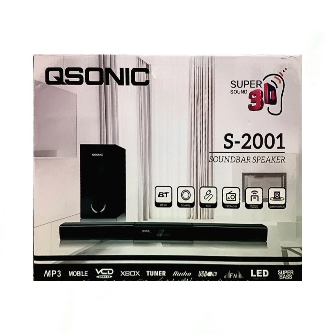 Qsonic Barre son Télécommandé (S2001)- Bluetooth 5.3/USB/LED/HDMI/FM -460W-2
