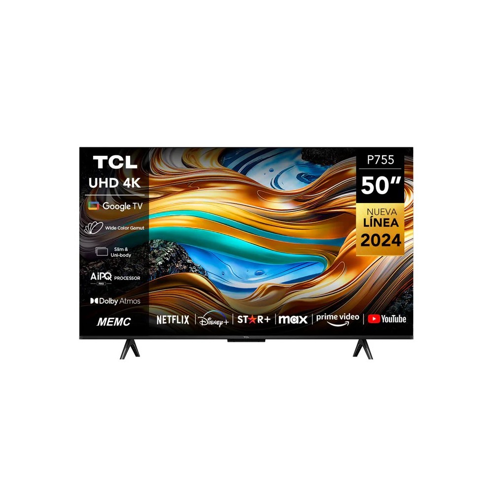 TCL 50'' INCH P755 (Modèle 2024) - ECRAN SANS BORD - UHD 4K - SMART GOOGLE TV - Garantie 12 Mois