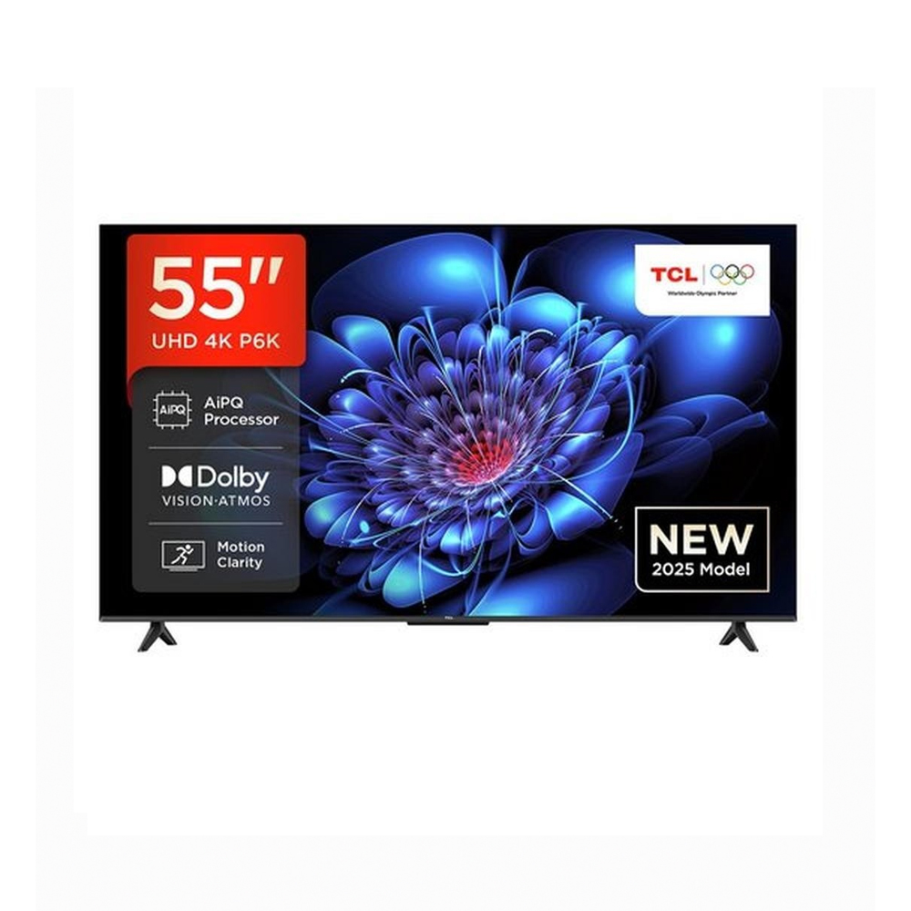 TCL 55'' INCH P6K (Modèle 2025) - ECRAN SANS BORD - UHD 4K - SMART GOOGLE TV - Garantie 12 Mois
