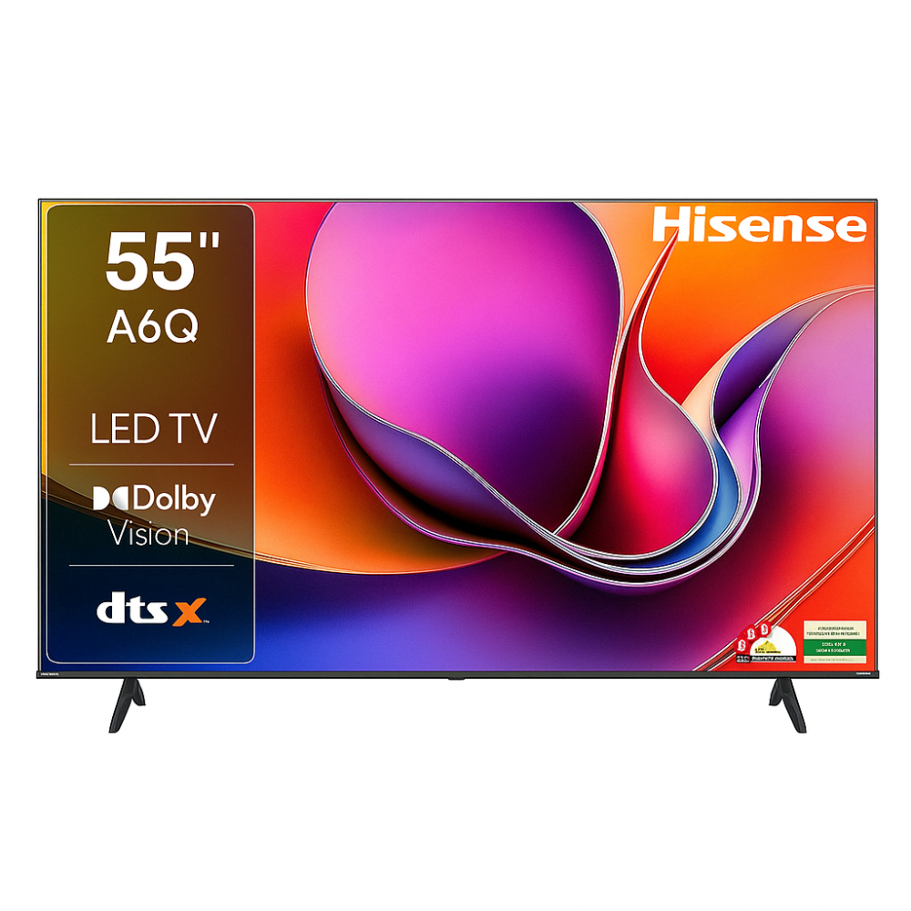 HISENSE TV LED 55'' 55A6Q - VIDAA SMART TV - 4K UHD - Commande Vocale - (Modèle 2025)- Garantie 12 MOIS