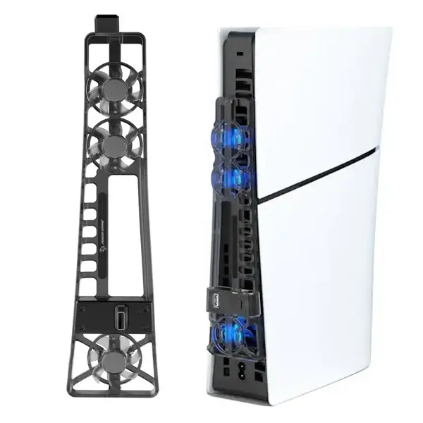 Ventilateur de refroidissement Pour PS5 Slim – Température de fonctionnement de -5° à 60°C – Lumières RVB – Dissipation thermique efficace – Porodo PDX120 – Noir