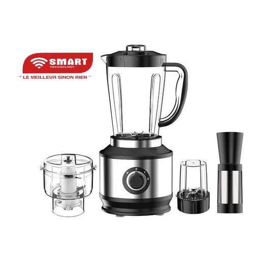 SMART TECHNOLOGY Mixeur Électrique Incassable Gris 4 En 1 (STPE-8039) - Moteur En Cuivre Pur -Puissance Turbo 600W - 2.5L – 2 Vitesses -Garantie 3 Mois.