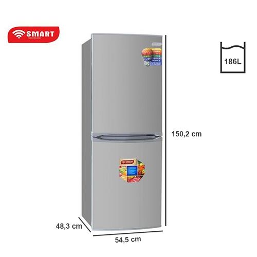 SMART TECHNOLOGY Réfrigérateur Combiné - STCB-277H - 186 L - Gris - 12 Mois Garantie.