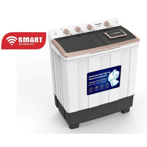 SMART TECHNOLOGY Machine à Laver Semi-Auto - Double Bac Avec Essorage - STMLS-12H- 12 Kg - Blanc - Garantie 6 Mois