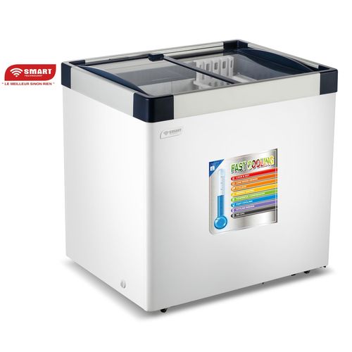 SMART TECHNOLOGY Congélateur Horizontal Vitré (STCCV-313) –258 Litres – Blanc – Garantie 12 Mois