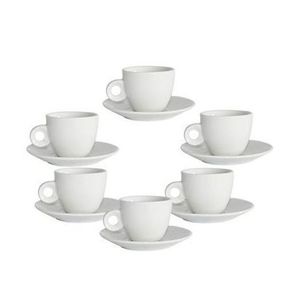 Set De 6 Tasses à Café Express Ou Thé + Sous-Tasse En Porcelaine - Blanc