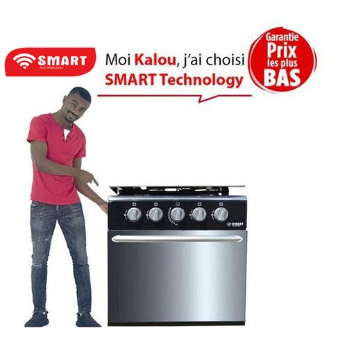 SMART TECHNOLOGY Mini Four 4 Feux Semi-Inox - Stmf-4 - Avec Four Vitre Miroir - 50 X 50 Cm - Noir - Garantie 6 Mois