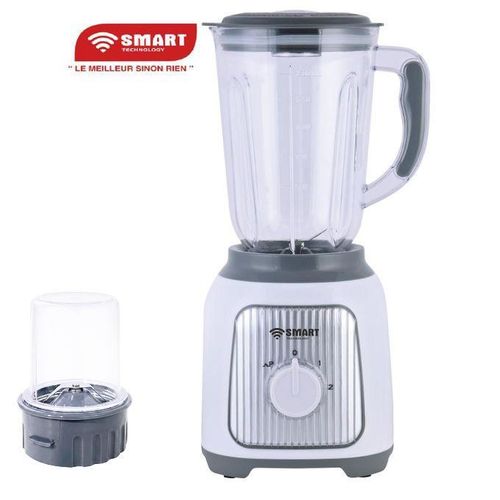 SMART TECHNOLOGY Mixeur Électrique Incassable 2 En 1 Smart (STPE-1040W) – Blanc- Puissance TURBO 500W - Élégant - Capacité 1.5L – 2 Vitesses - Garantie 3 Mois.