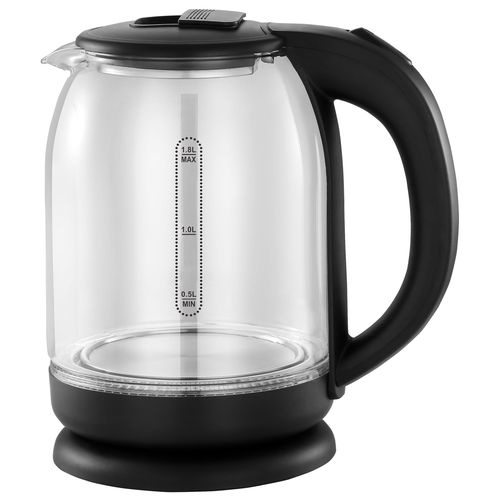 SMART TECHNOLOGY Bouilloire Électrique En Verre Transparent - Sans Fil Automatique _STPE-991VL_Haute Puissance, 1500W, 1.8L, Protection Contre L'Ébullition À Sec, Écologique/ Finition noire épurée / Garantie 3 Mois