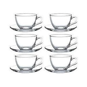 Set De 6 Tasses à Café + Sous-Tasse En verre - Transparent