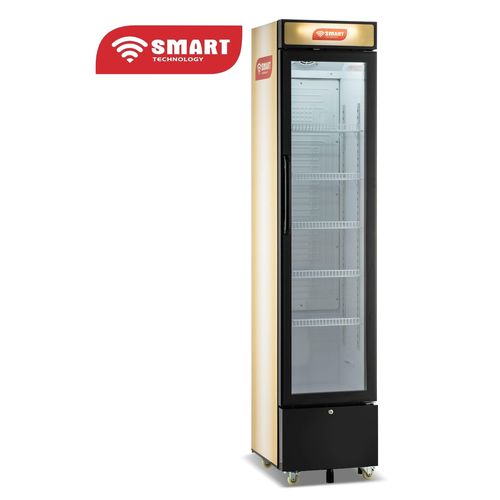 SMART TECHNOLOGY Refroidisseur Vertical Vitré 6 Tiroirs Smart 220L (STCDV-790)/Orange-Blanc- Garantie 12 Mois