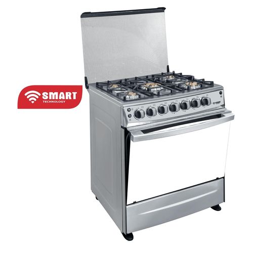 SMART TECHNOLOGY Cuisinière Couleur Silver 5 Feux Automatique Avec FOUR 80x60 Smart (STC-8060SC)-Garantie 6 Mois