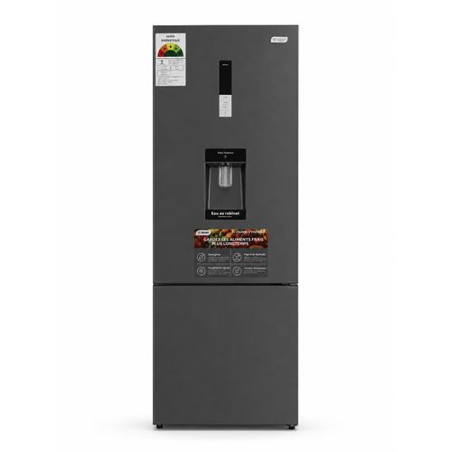 SMART TECHNOLOGY Réfrigérateur Combiné SMART 322L – STCB-7111M- Technologie NoFrost – Fontaine à Eau – 3 Tiroirs – Gris Élégant / Garantie 12 Mois