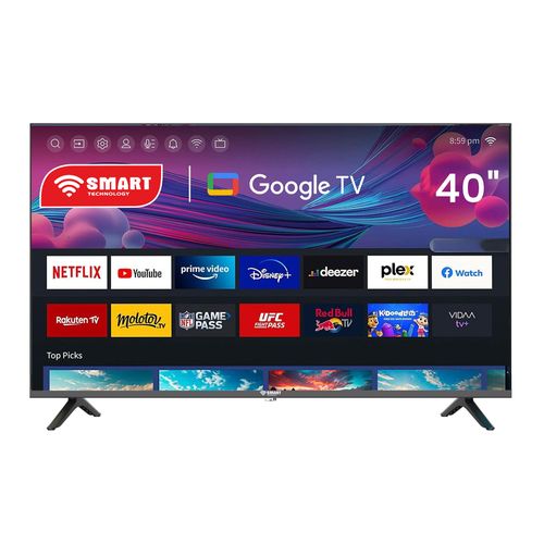 SMART TECHNOLOGY TV LED 40" /Google TV + Support mural offert (STT-4081E)- FHD, WiFi, Bluetooth, Apps (Netfl /YouTube /Prime Video /Disney+) - 2x HDMI- 2x USB, 1 Télécommande Slim avec Option Vocale- Noir (Garantie de 12 mois)