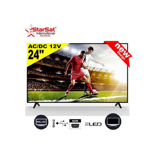 Starsat StarSat TV LED 24" HD - Ac/dc 12 volt énergie solaire et électricité / HDMI - Usb- Vga- Slim tv - Noir