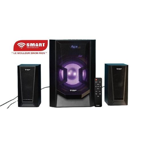 SMART TECHNOLOGY Haut-Parleur Multimédia 2.1 CH (STH-8877M) - 60W / LED/ Bluetooth/ AUX/ FM/ SD/ USB/ Télécommande/ Design Noir - Garantie 3 Mois.