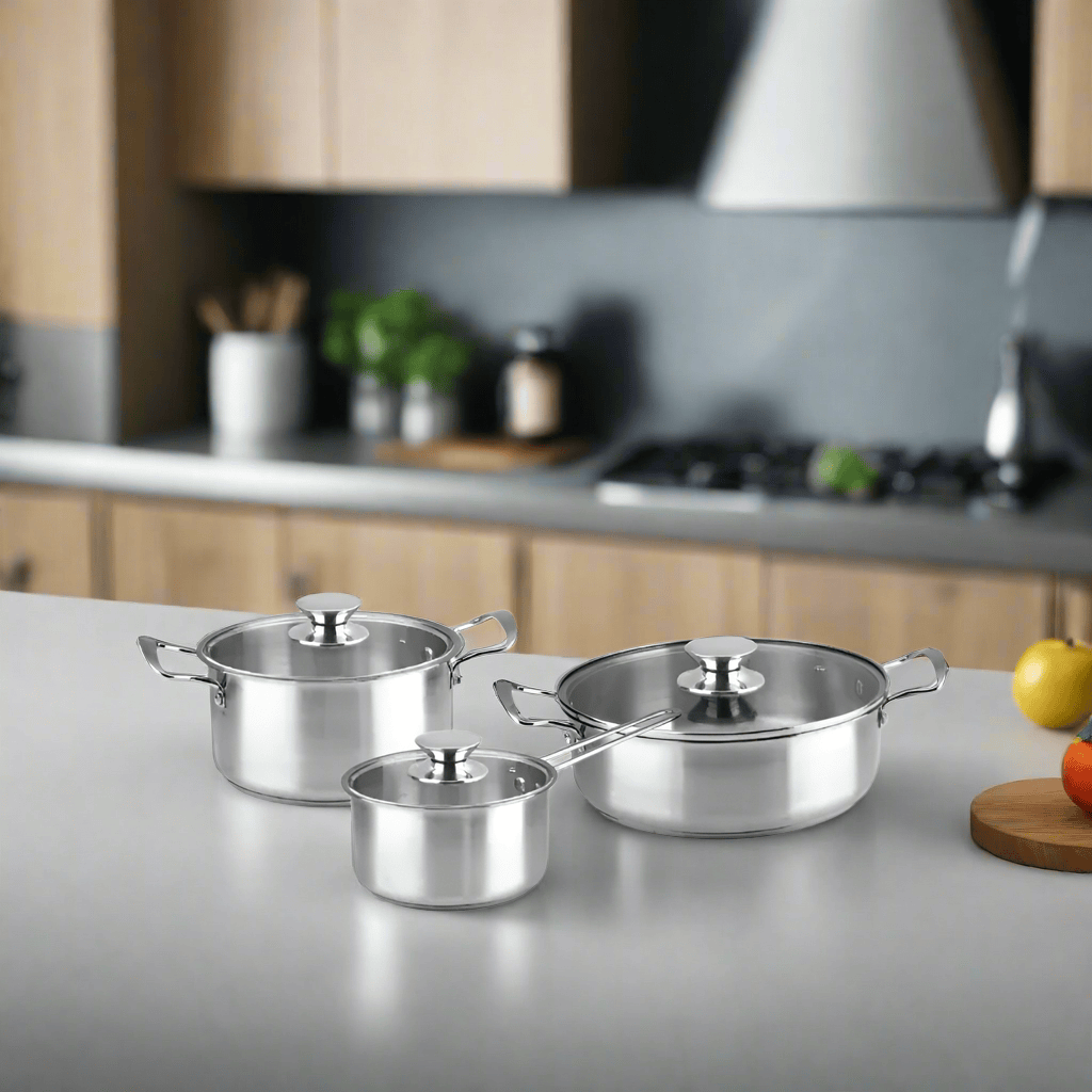 Batterie de cuisine Decakila 3 pièces en acier inoxydable - KMEP049M-3