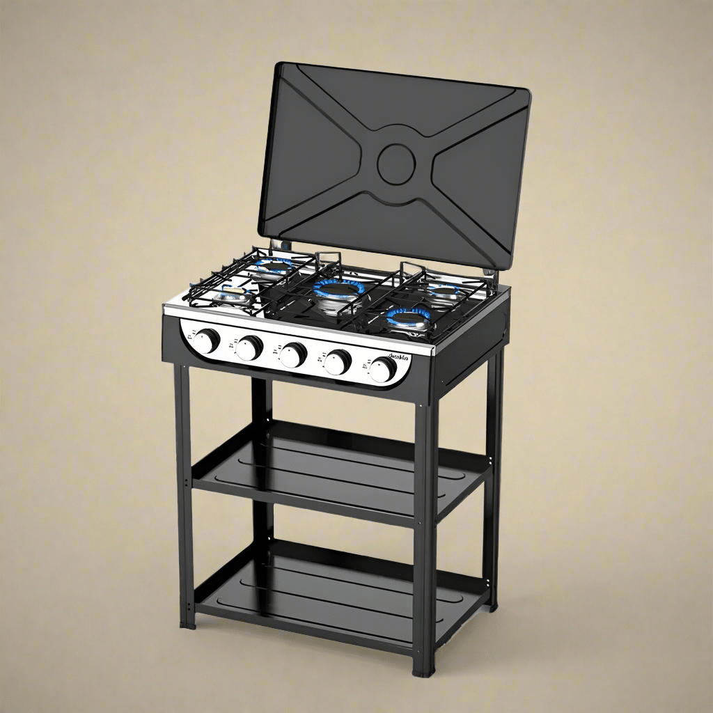 Cuisinière à gaz à cinq brûleurs Decakila avec étagère - KMGS019B-1