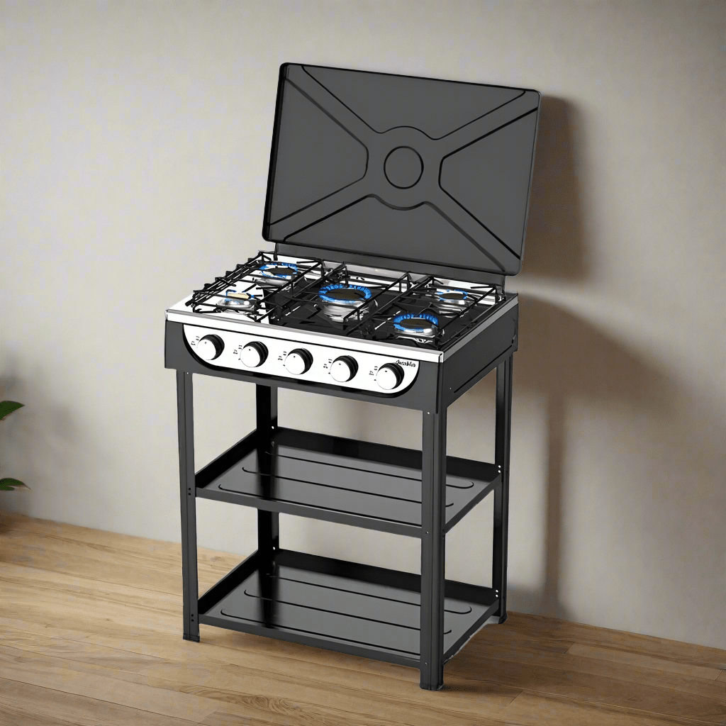 Cuisinière à gaz à cinq brûleurs Decakila avec étagère - KMGS019B-2