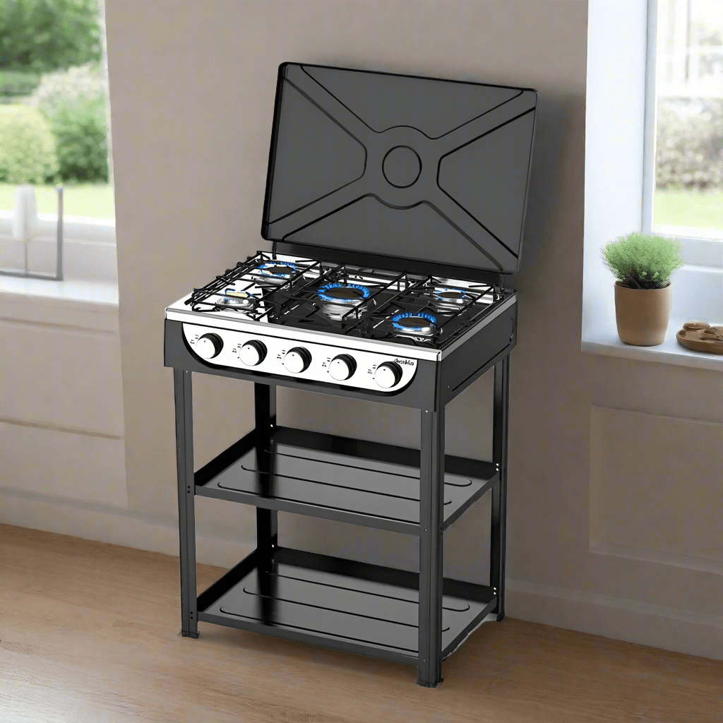 Cuisinière à gaz à cinq brûleurs Decakila avec étagère - KMGS019B-3