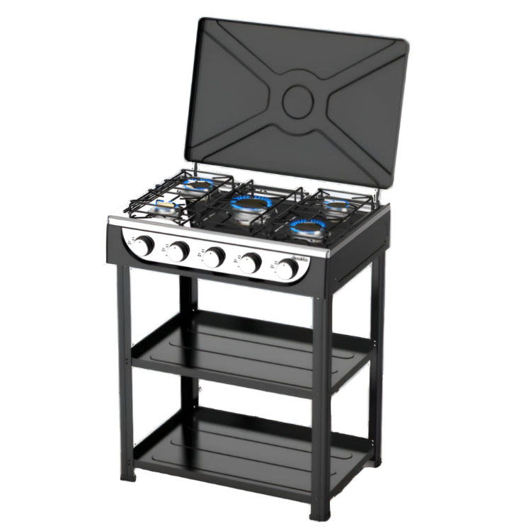 Cuisinière à gaz à cinq brûleurs Decakila avec étagère - KMGS019B