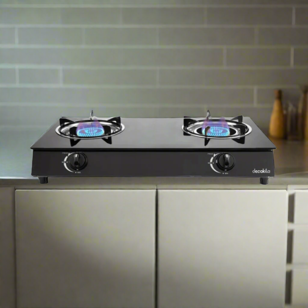 Cuisinière à gaz de table en verre à double brûleur Decakila - KMGS043B-2