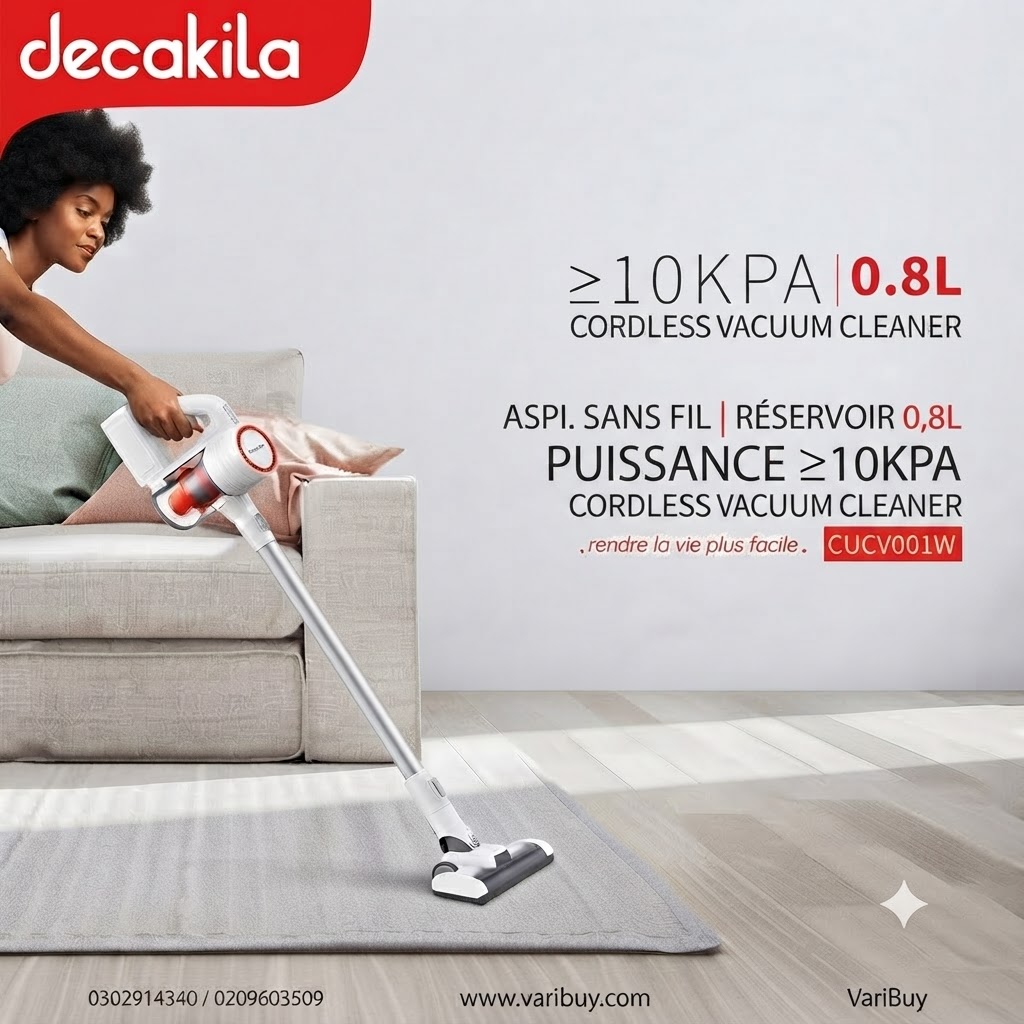 Decakila Aspirateur Rechargeable(sans fil) 140W/0,8L – CUCV001W