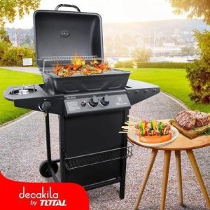 Decakila Barbecue à gaz 48.5*37.5MM, 2 brûleurs, 8 kW KMGS005B