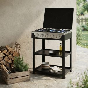Decakila Cuisinière 5 feux à gaz avec étagère KMGS019B- Noir