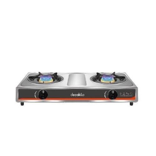Decakila Cuisinière à Gaz de Table – 2 Feux Inox – Allumage Automatique - 2,7KW*2 KMGS040M