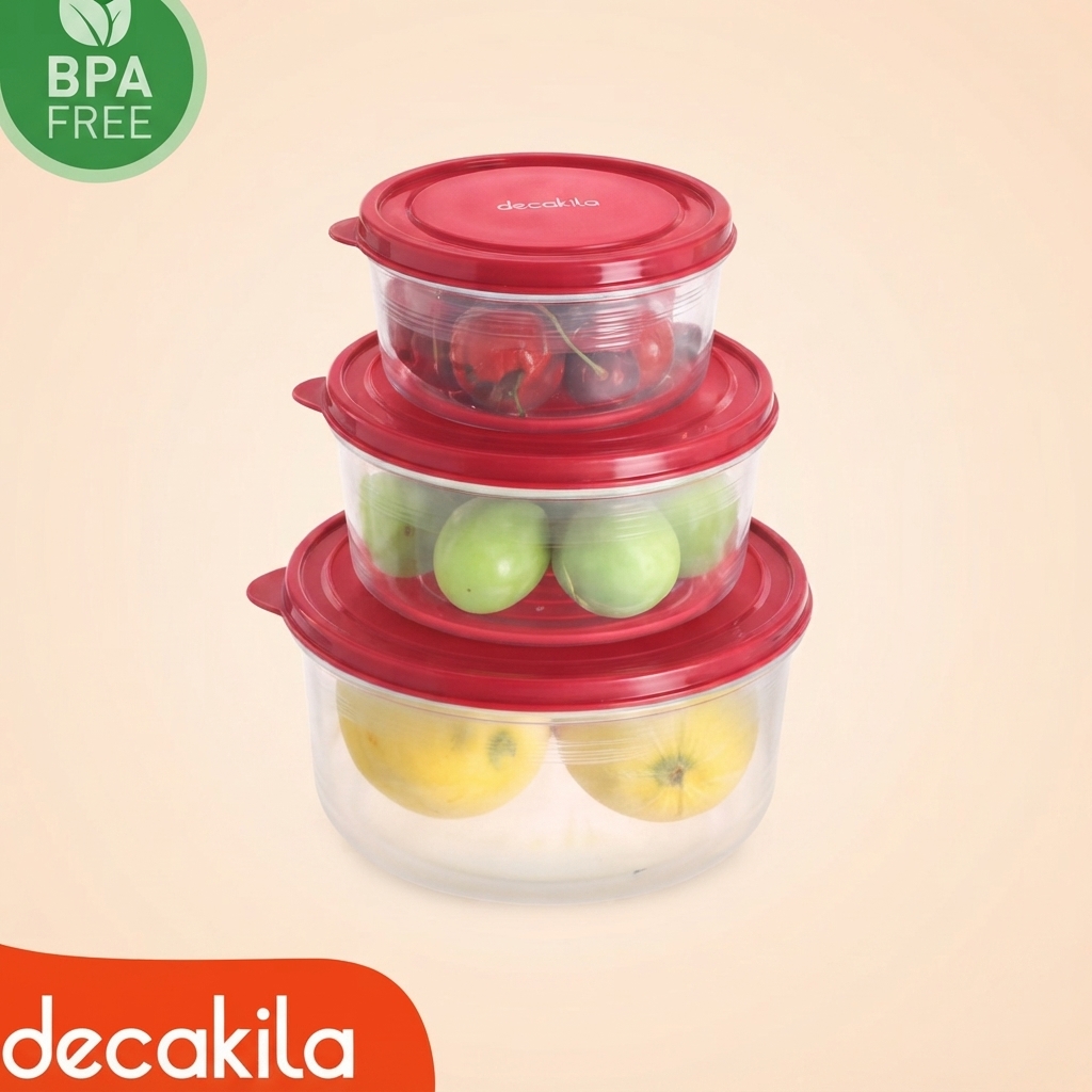 Decakila Ensemble de 3 boites Alimentaires -compatibles avec le micro-ondes, le congélateur et le lave-vaisselle - KMTT121R