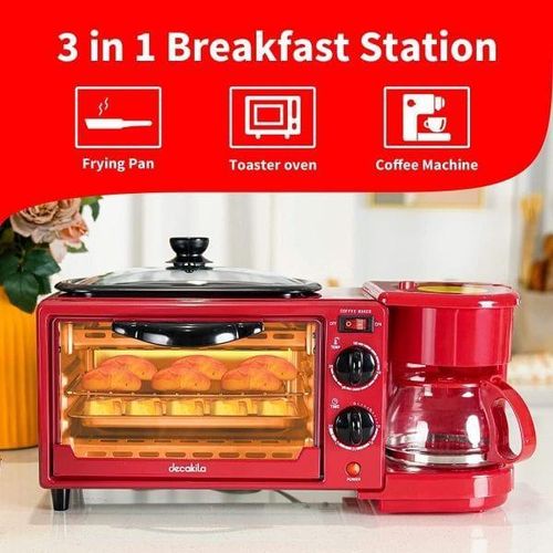 Decakila - Machine de petit-déjeuner 3 en 1 - Poêle à frire - Four grille-pain - Machine à café - KEEV003R-2
