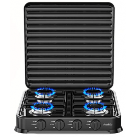 Decakila Réchaud Cuisinière à Gaz  à 4 Brûleurs, Allumage Manuel KMGS010B
