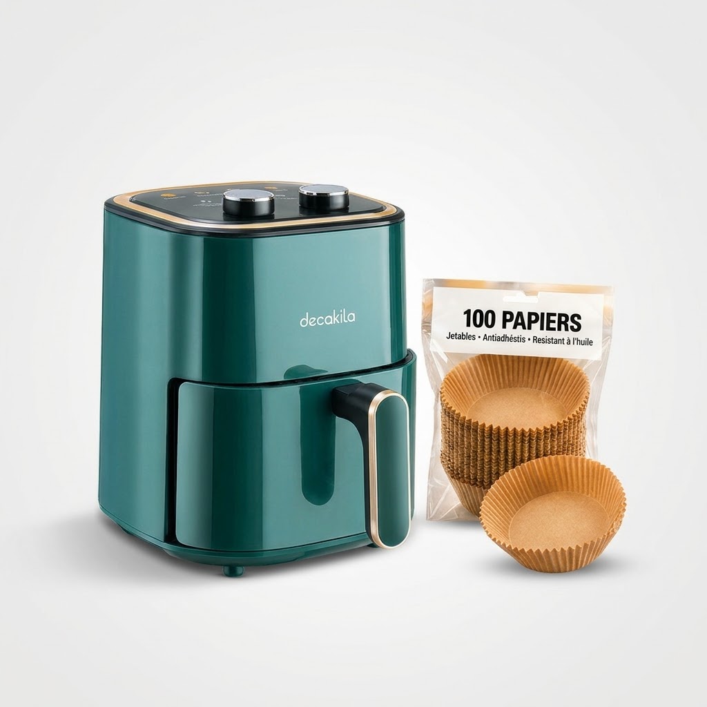Friteuse à air Decakila 3,5L 1400W + 100 papiers cuissons  Antiadhésif - KEEC036V