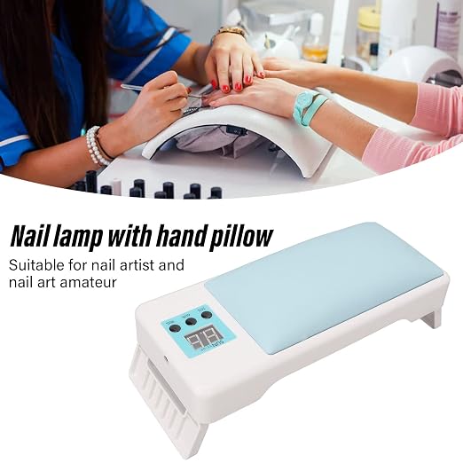 Lampe UV pour ongles 2 en 1 pliable avec support et coussin à ongles en cuir, lampe portable pratique.