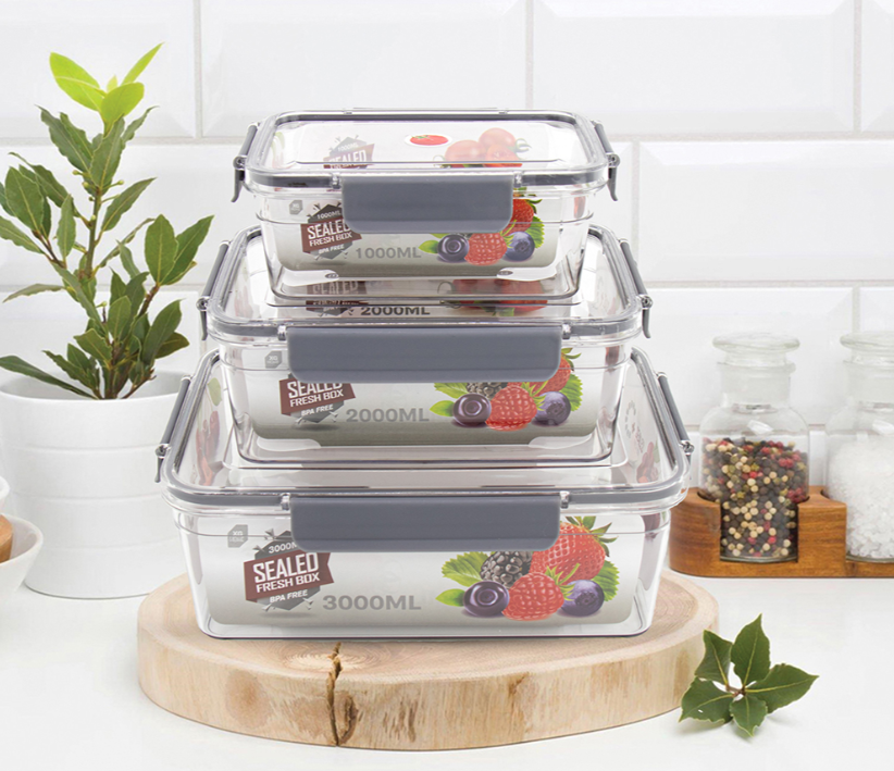 Lot de 3 Boîtes à lunch( alimentaire) avec couvercle sans BPA - couleurs variables (Copie)