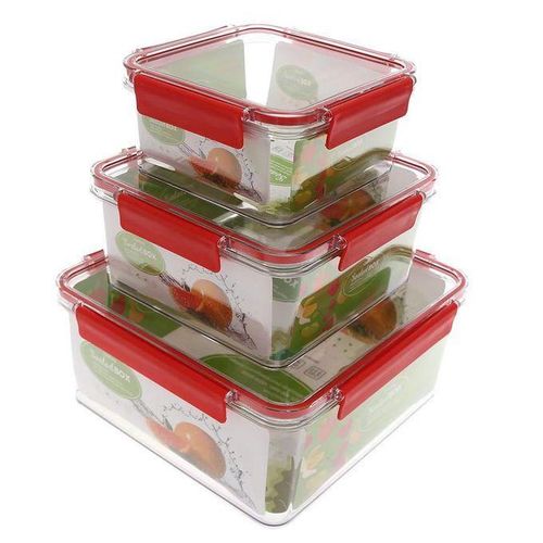 Lot de 3 Boîtes à lunch( alimentaire) Plastique Polypropylène sans BPA PVC - couleurs variables-1