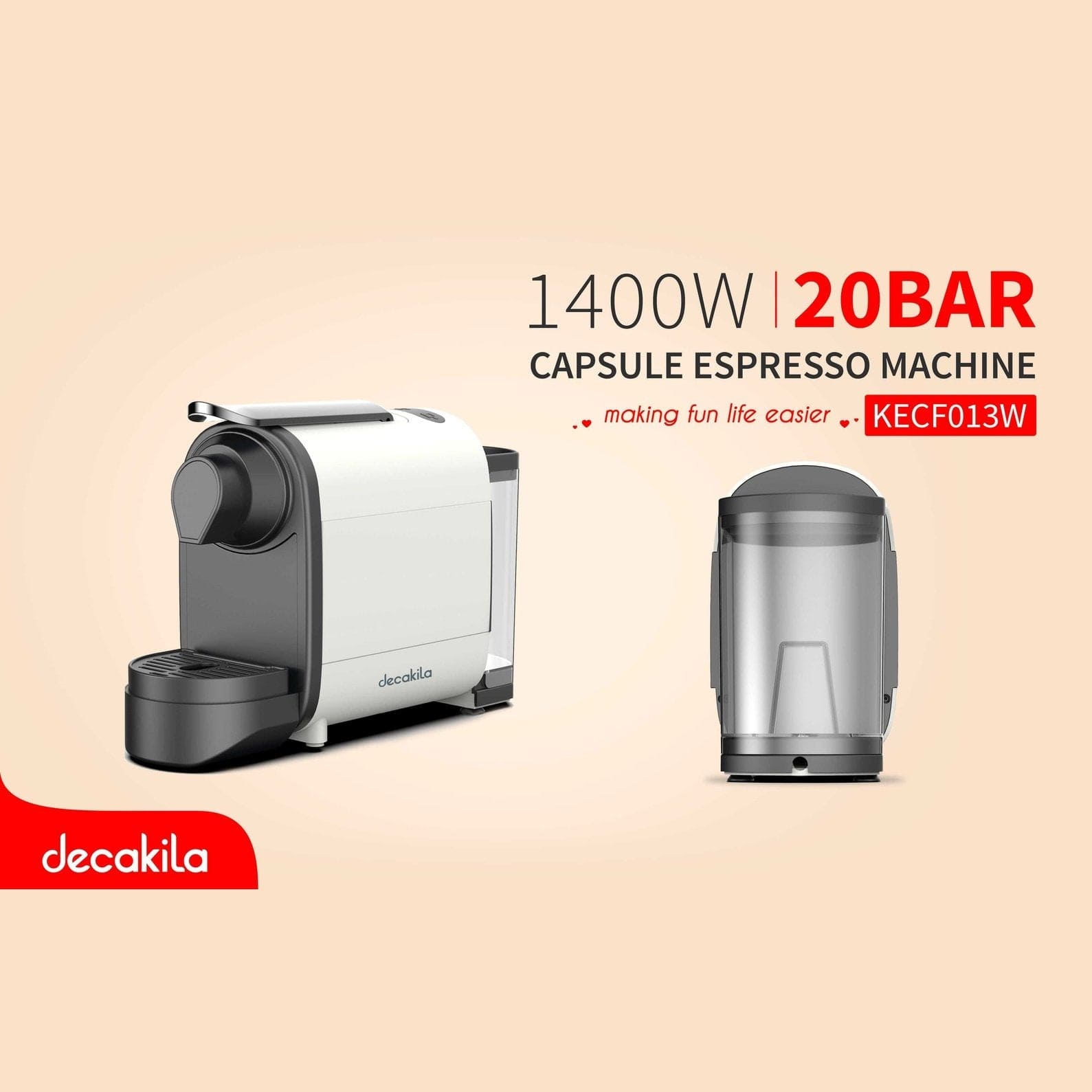 Machine à café expresso à capsules Decakila 1400W - KECF013W-2