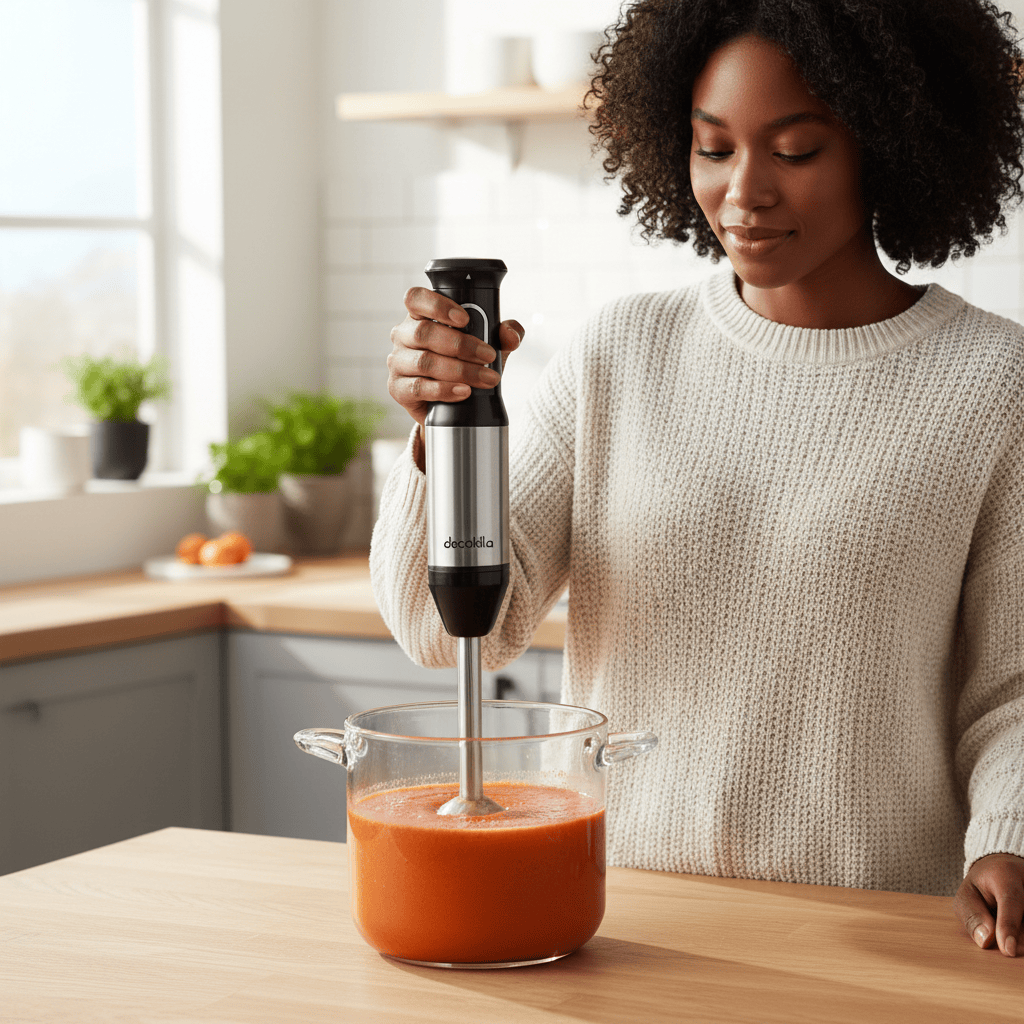 Mélangeur plongeant 2 en 1 Decakila avec tige de mélange en acier inoxydable et contrôle de vitesse variable 1200 W – KEJB039M-3