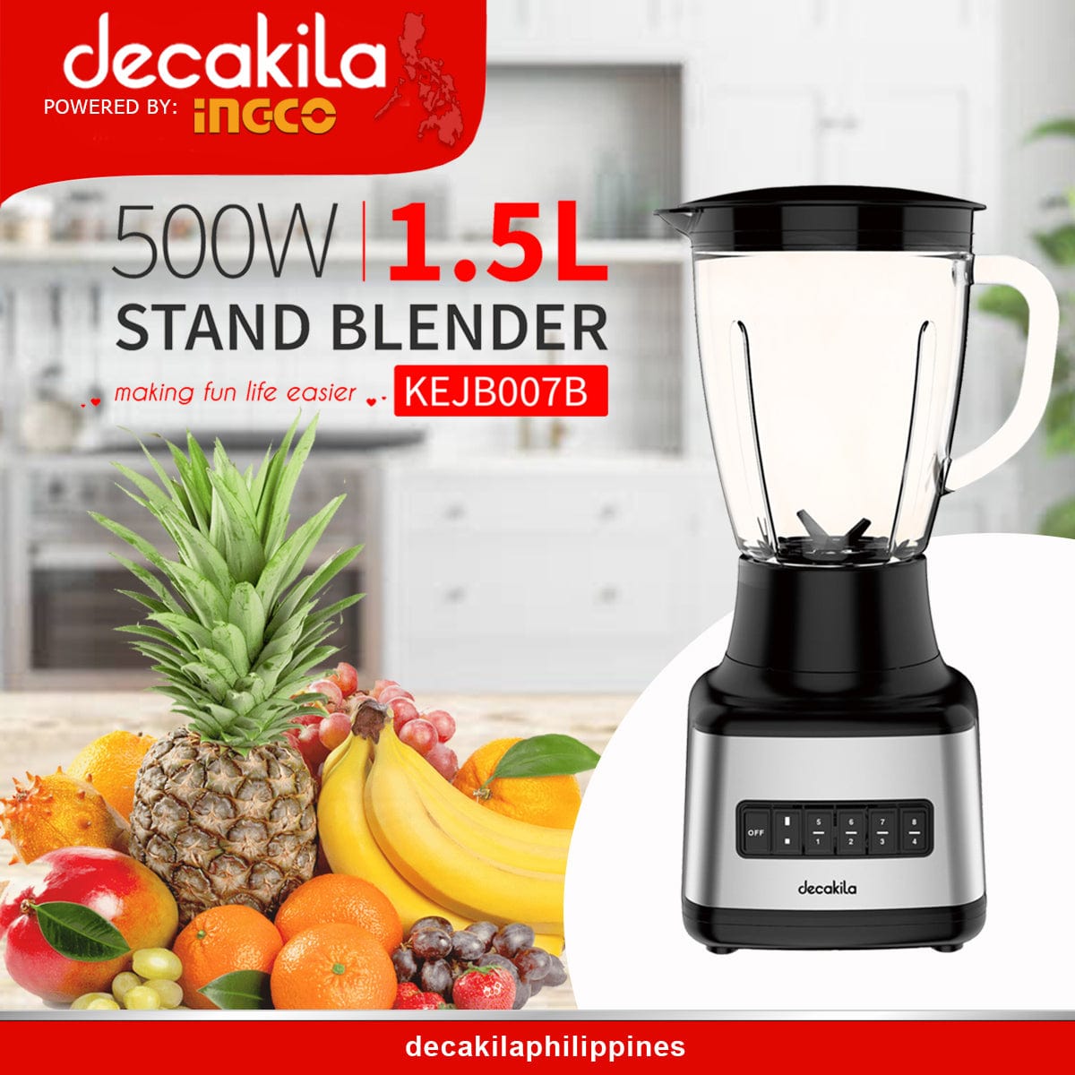 Mixeur sur socle Decakila 1,5 L 500 W - KEJB007B-2