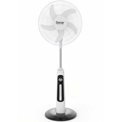 Oscar Ventilateur Rechargeable A Pied 18 Pouces Ultra Solide Avec Télécommande (OSC-300A18) - Blanc - Garantie 12 Mois