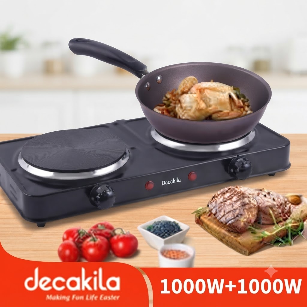 Plaque de cuisson électrique 2 feux KECC005B - 1000W+1000W - Noir