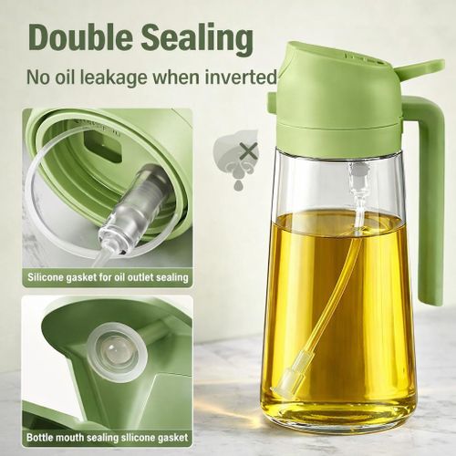 Pulvérisateur d’Huile 2-en-1 en Verre 470 ml – Spray &amp; Verseur pour Cuisine, Salades et BBQ-2