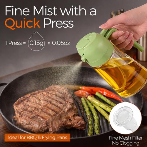 Pulvérisateur d’Huile 2-en-1 en Verre 470 ml – Spray &amp; Verseur pour Cuisine, Salades et BBQ-3