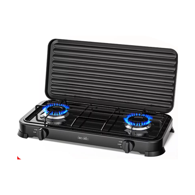 Réchaud À Gaz Portable Decakila KMGS008B À Deux Brûleurs, 2.2 kW - noir