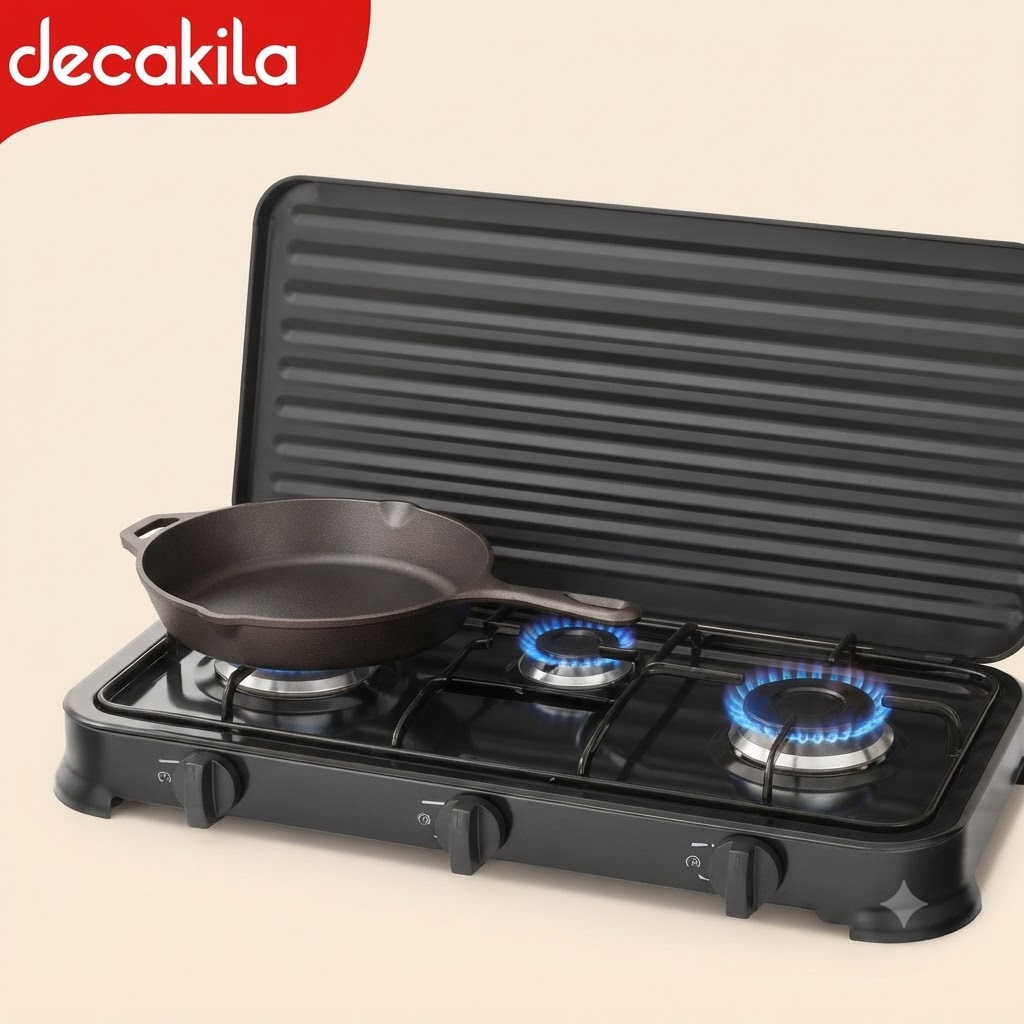 Réchaud À Gaz Portable Decakila KMGS009B À 3 Brûleurs, 2.2 kW