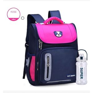 Sac à Dos d’école CM au collège pour Enfant Garçon et Fille Étanche + gourde offert Rose