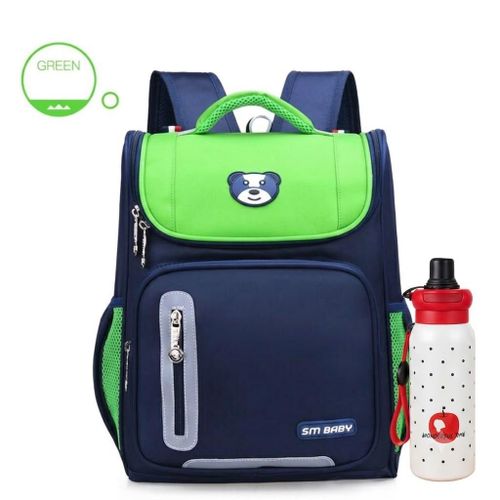 Sac à Dos d’école CM au collège pour Enfant + gourde mignon offert Vert