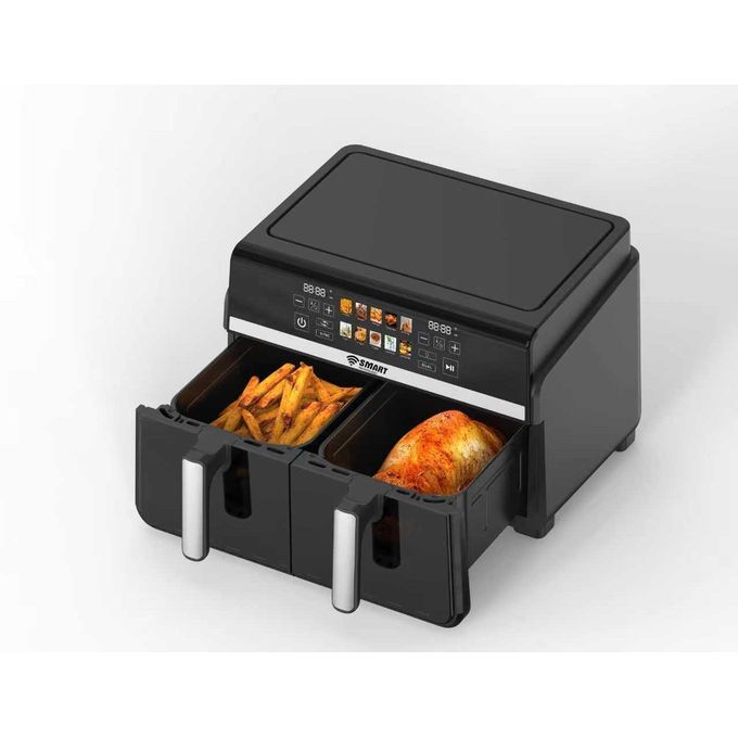 SMART TECHNOLOGY Air Fryer Double Panier Smart 10L Digital (STPE-888W) – 2200W, Sans Huile (80% de Gras en Moins) - Tactile- Design Élégant Noir / Garantie 3 Mois-4